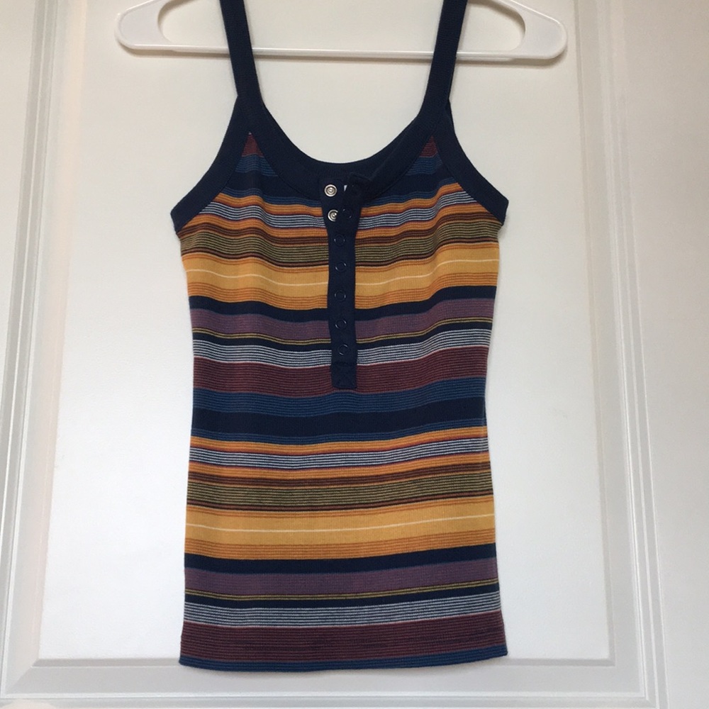 RVCA snap button striped tank top